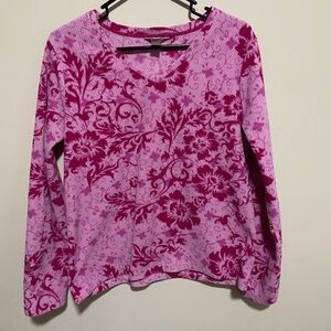 White Stag Pink and Magenta Floral Scoop Neck Sweater